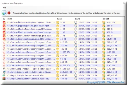 ListView Icon Example